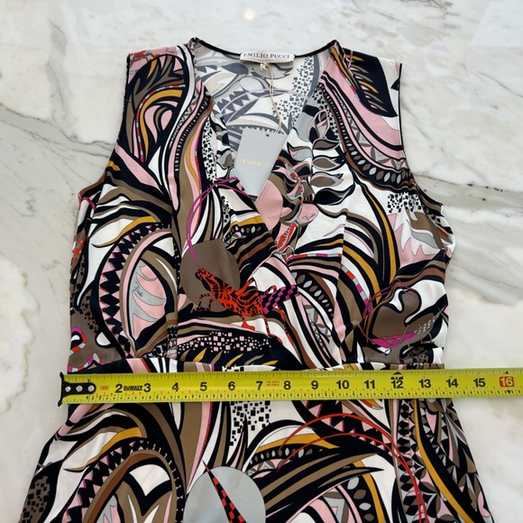 EMILIO PUCCI BROWN PINK GRASSHOPPER DRESS MODEL 61RG52 SIZE IT 44 / US 10 NWTS! - Picture 11 of 16